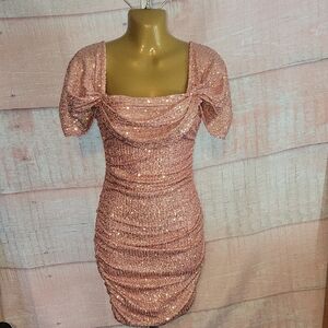 Hello Molly Pink Sequins Mini Dress
